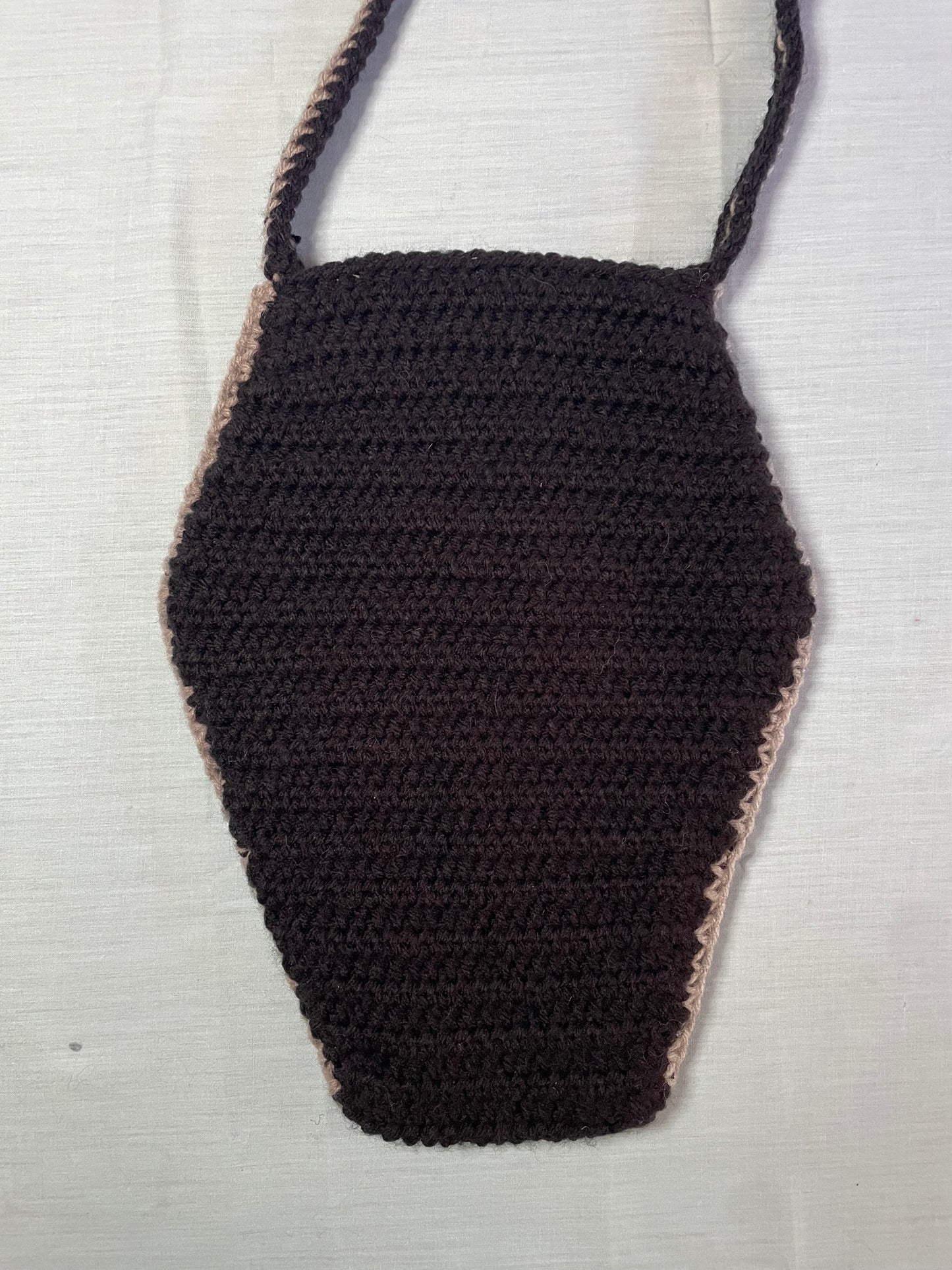Crochet Coffin Bag, Fabric Lined