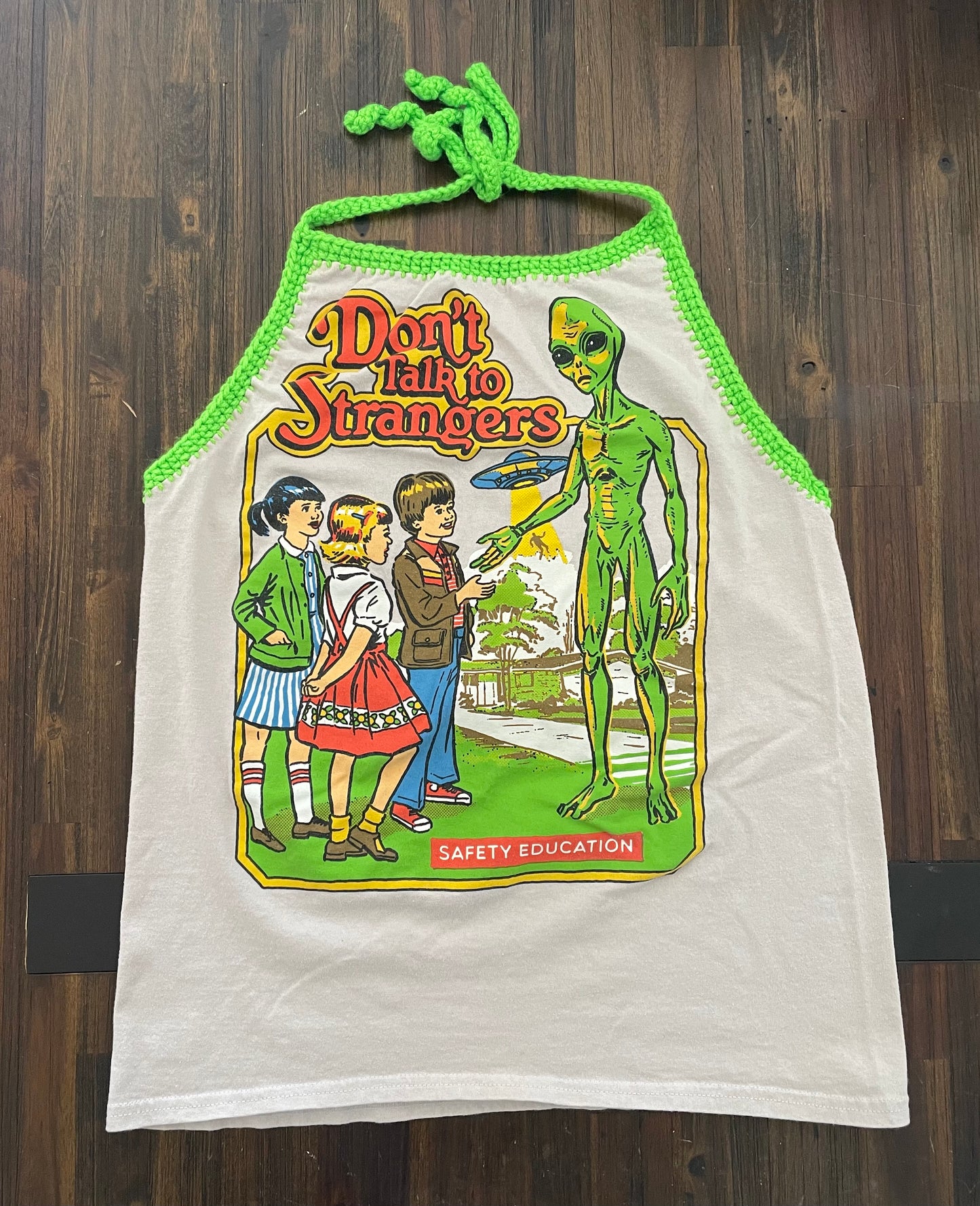 Cryptid Thrifted Upcycled Don’t Talk To Strangers Halter Top Size M/L