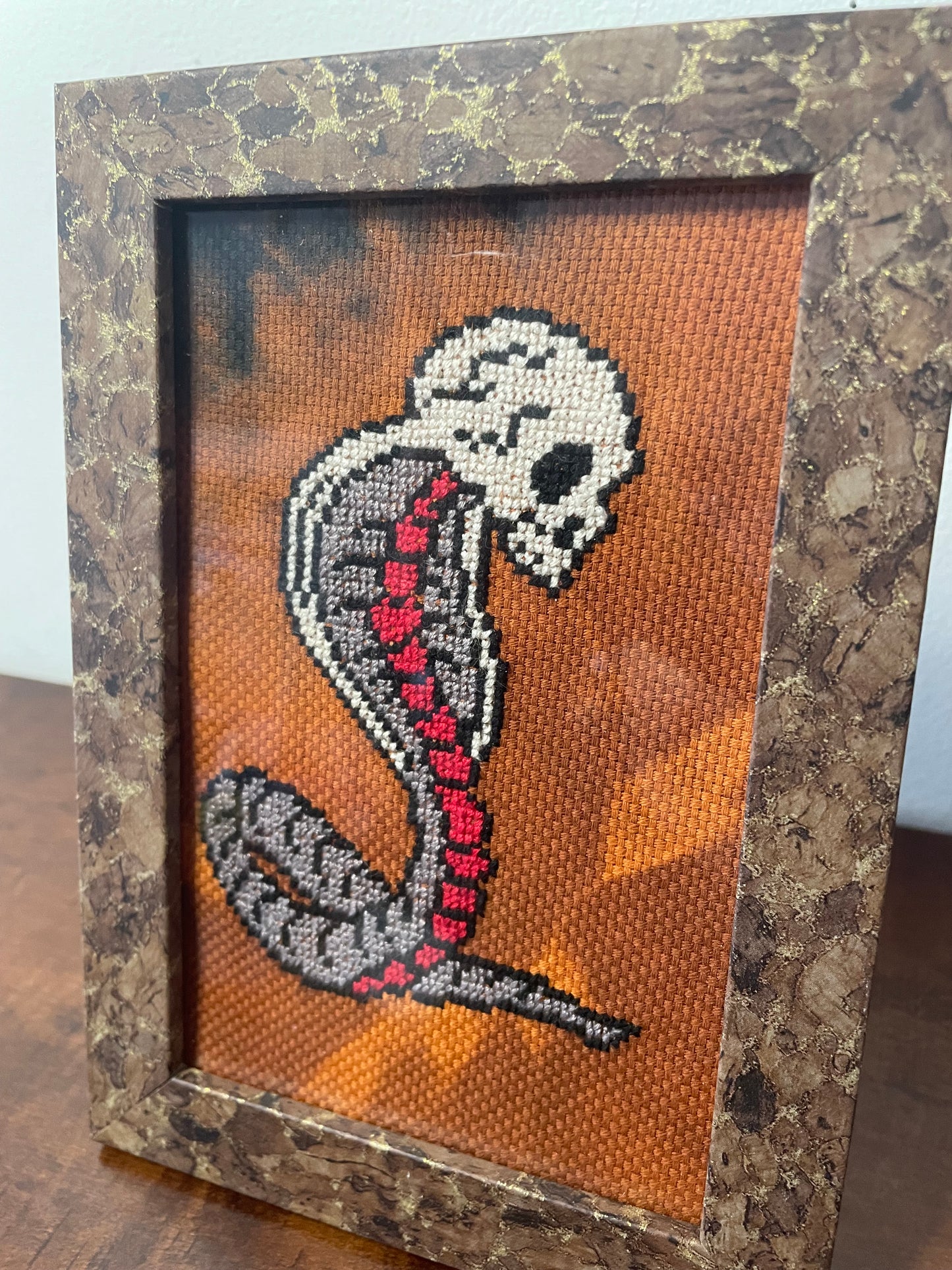 Cross Stitch Cobra Skull Framed