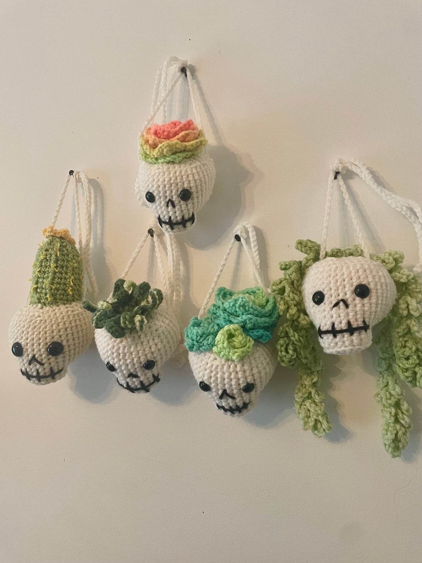 Crochet Hanging Skull Planter