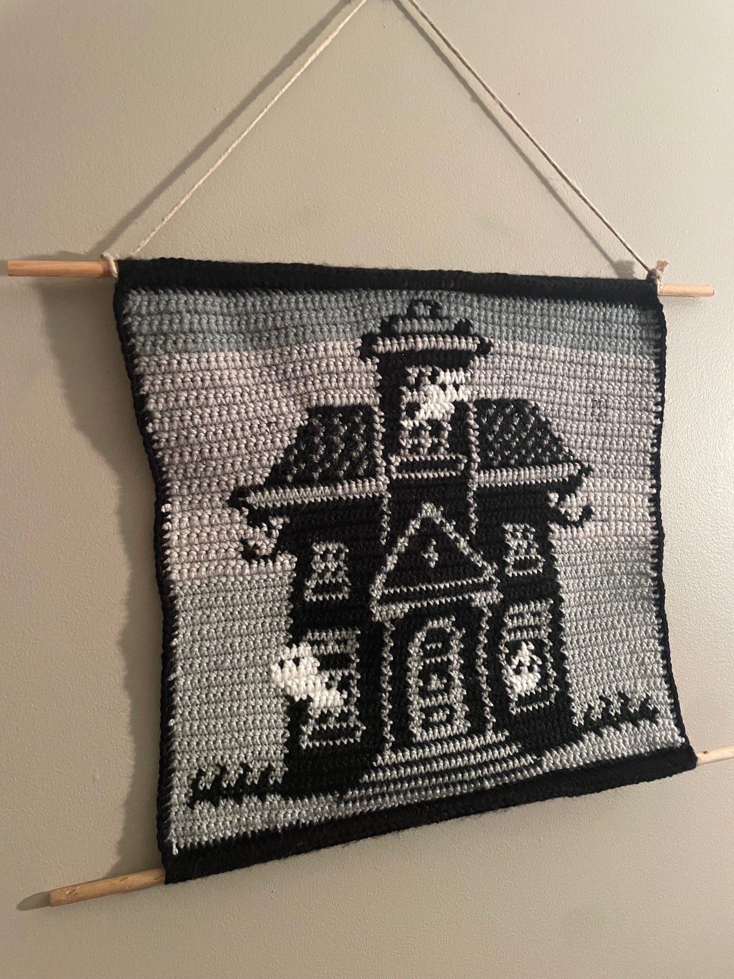 Crochet Haunted House Hanging Tapestry