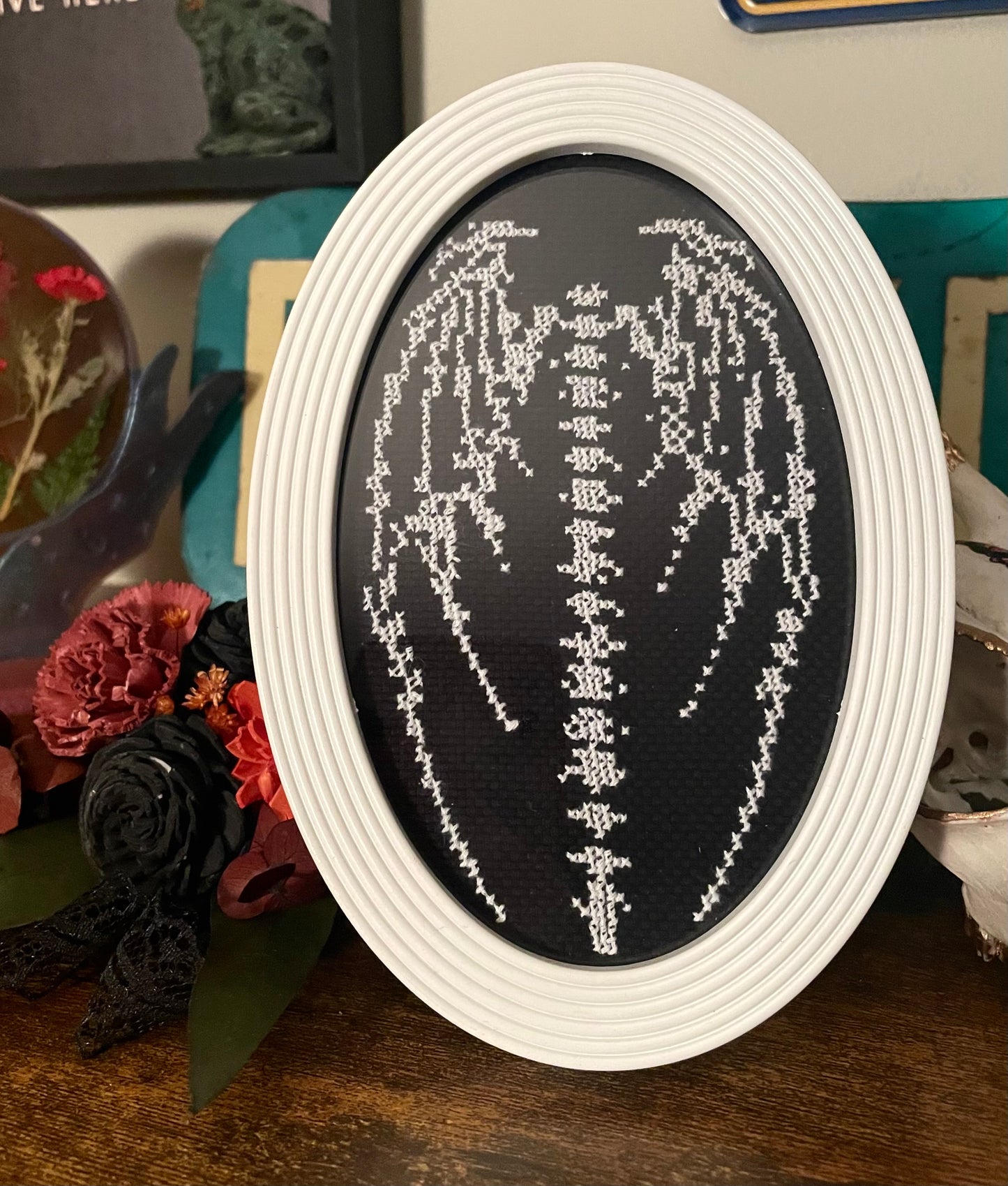 Cross Stitch Dragon Wings Framed