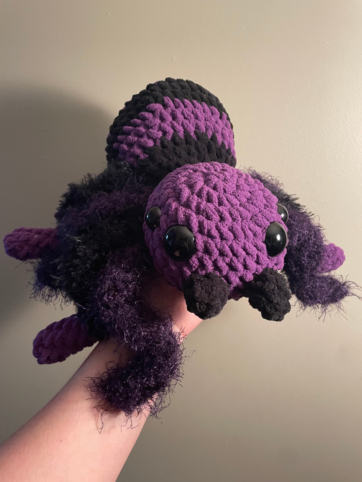 Crochet Purple Furry Leg Spider Plush