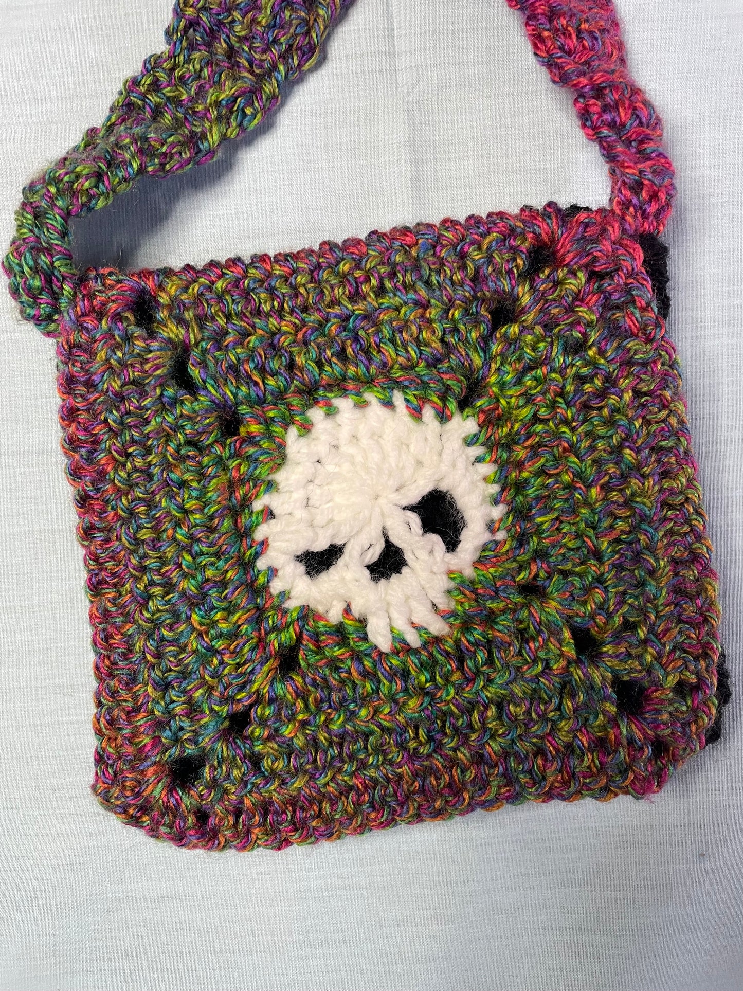 Crochet Skull Mini Messenger Bag