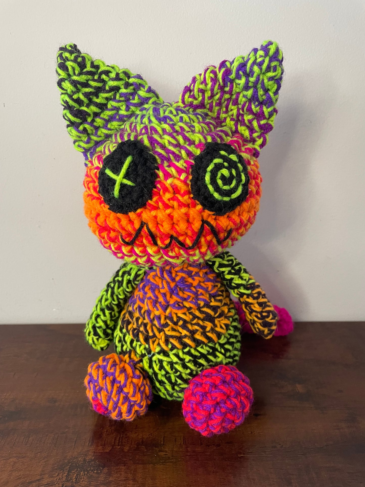 Crochet Neon Blacklight Zombie Kitty Plush