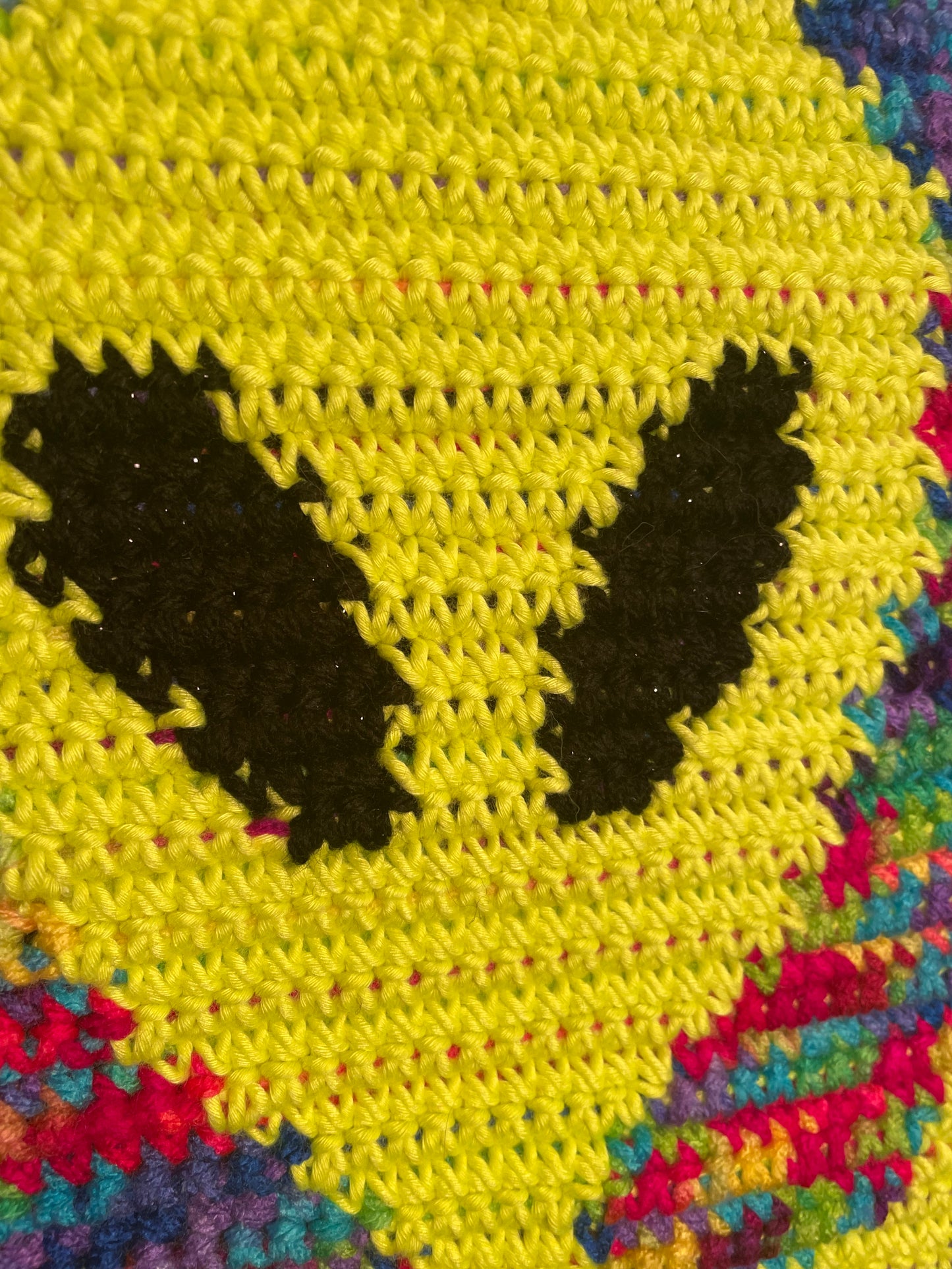Crochet Rainbow Alien Hanging Tapestry