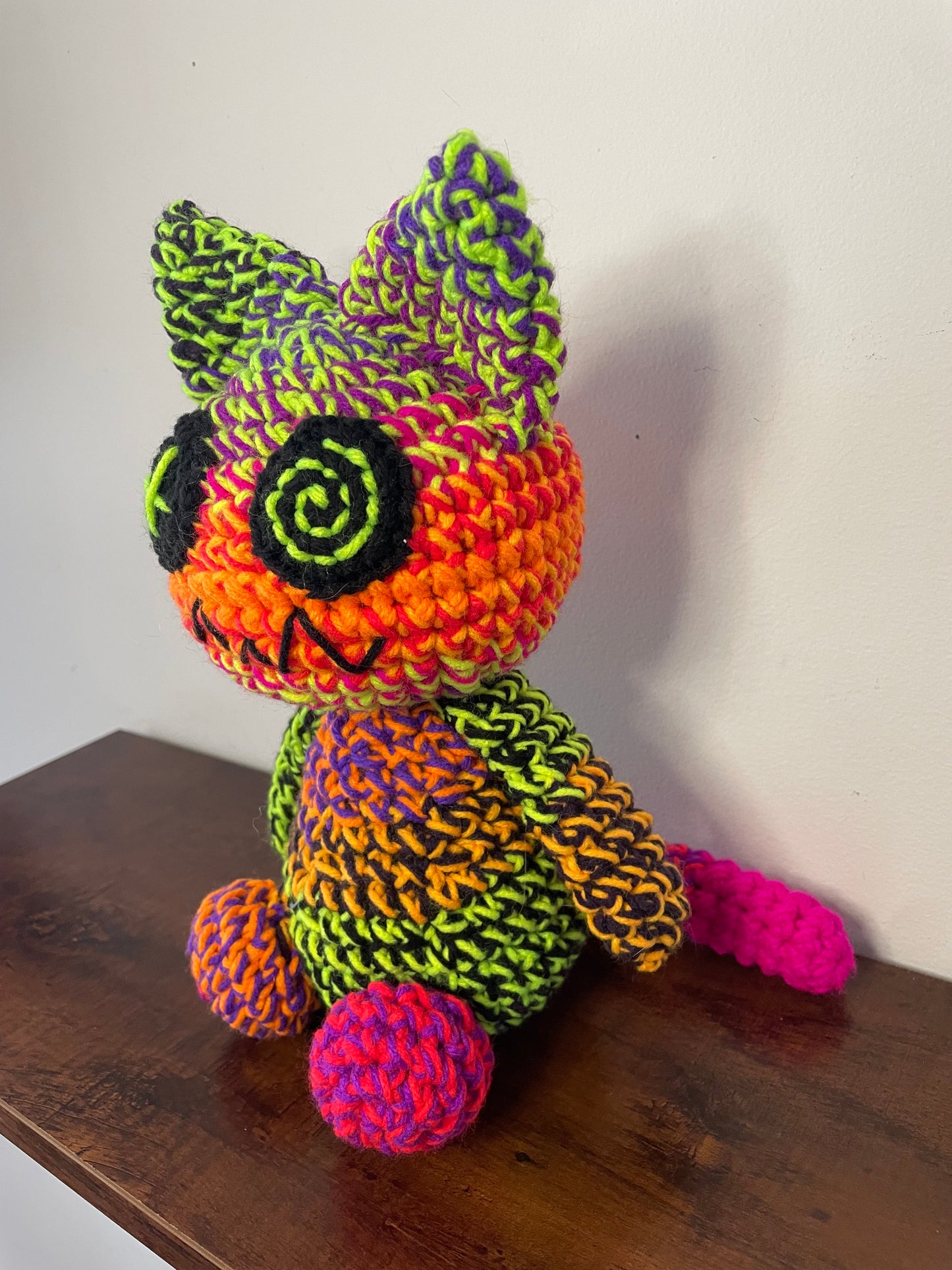 Crochet Neon Blacklight Zombie Kitty Plush