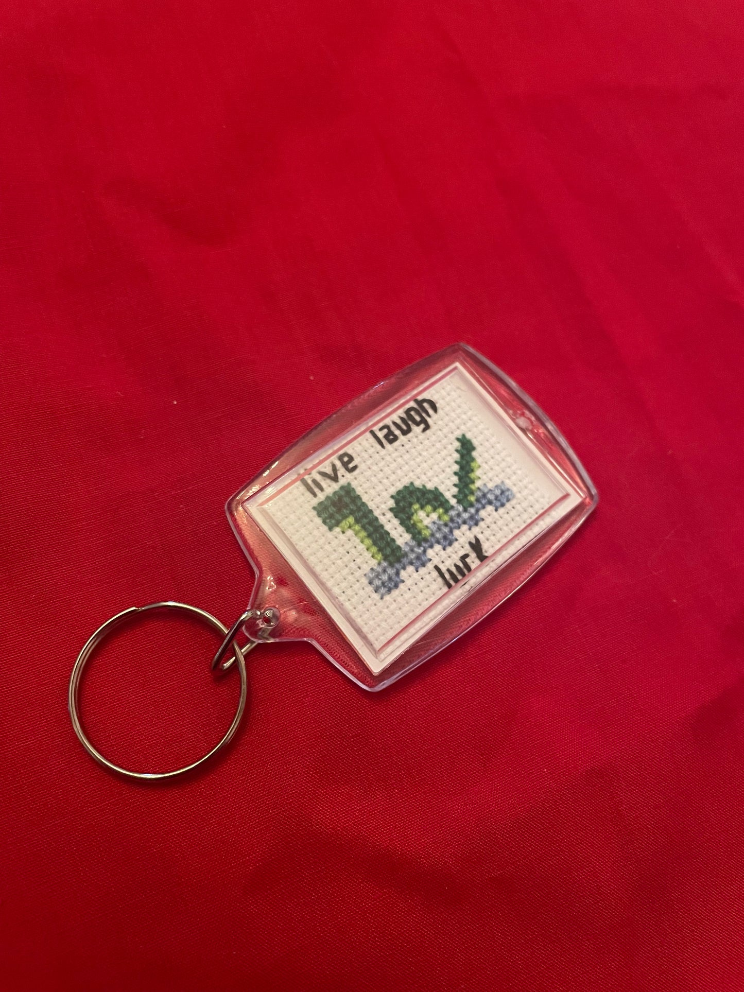 Cross Stitch Live Laugh Lurk Cryptid Keychains