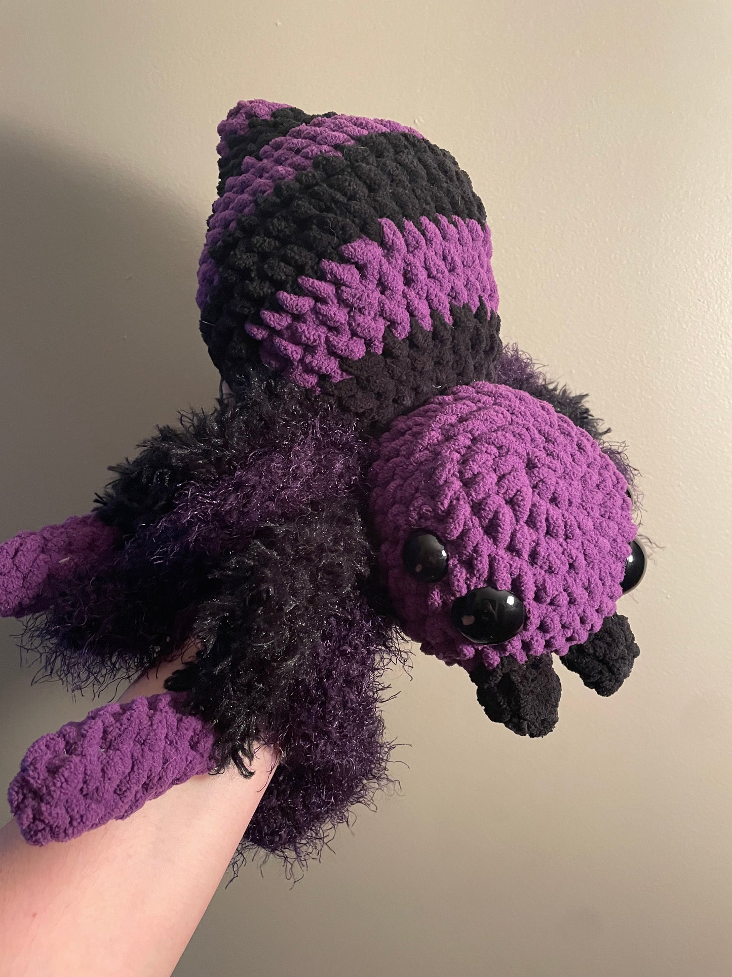 Crochet Purple Furry Leg Spider Plush