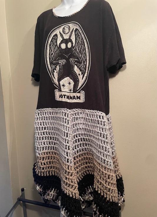 Cryptid Thrifted Upcycled Mothman Tshirt Dress Size 2XL