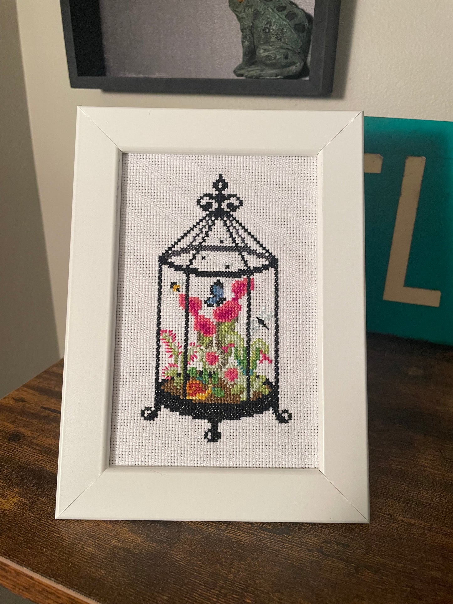Cross Stitch Carnivorous Plants Framed