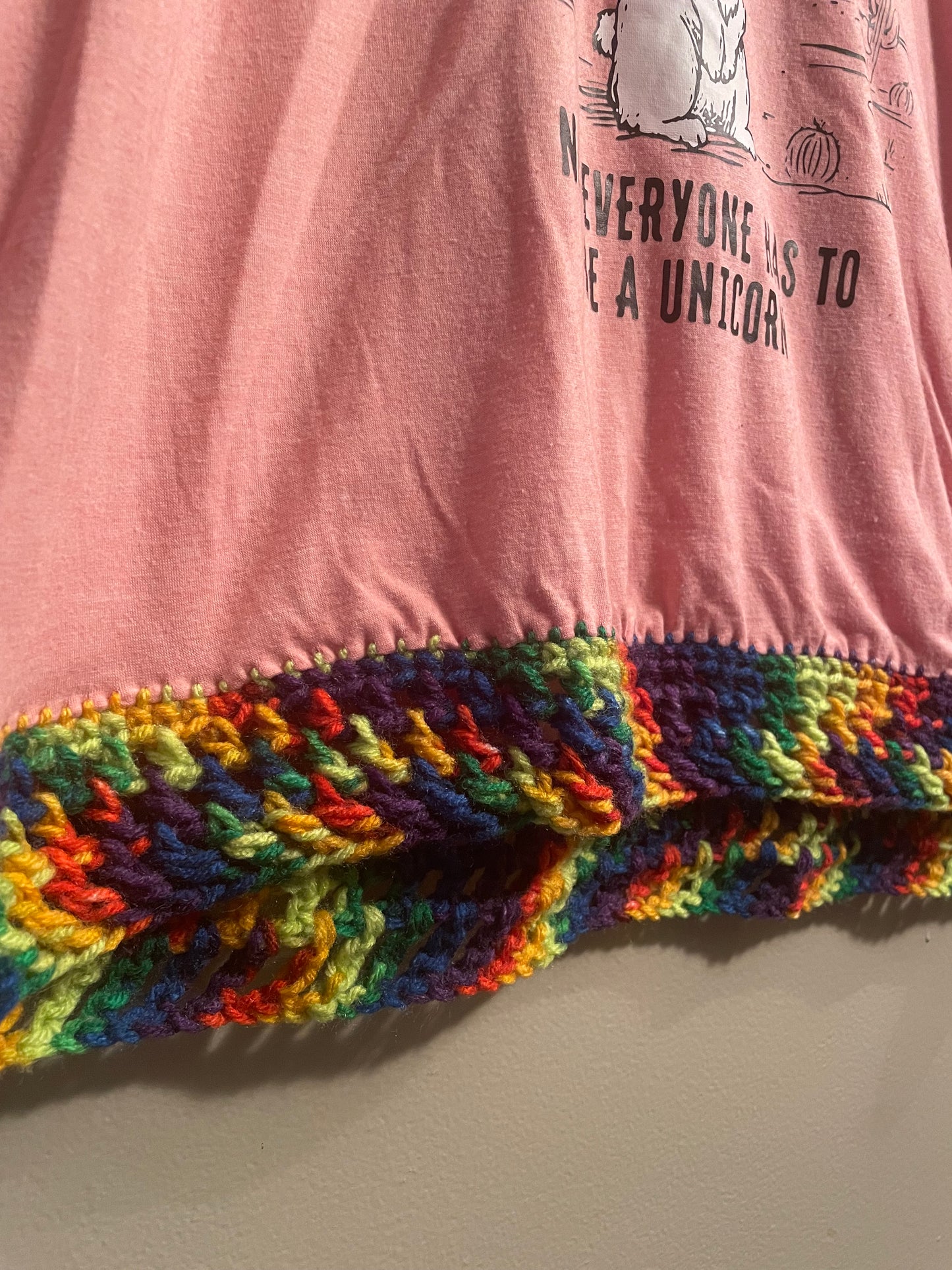 Cryptid Thrifted Upcycled Rainbow Jackalope Tee Size 2XL