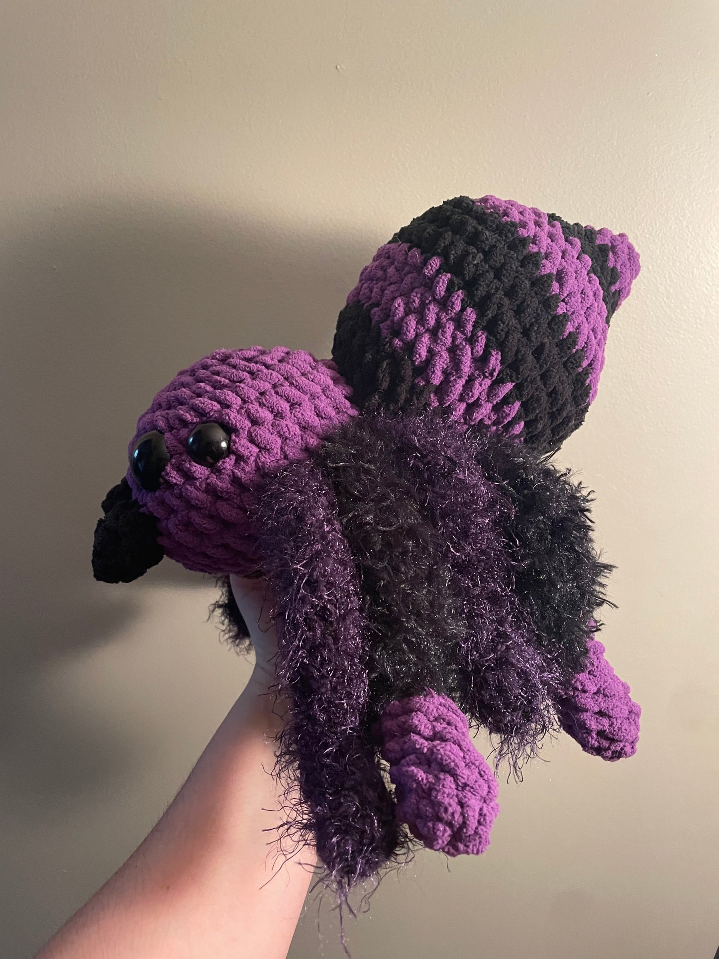 Crochet Purple Furry Leg Spider Plush