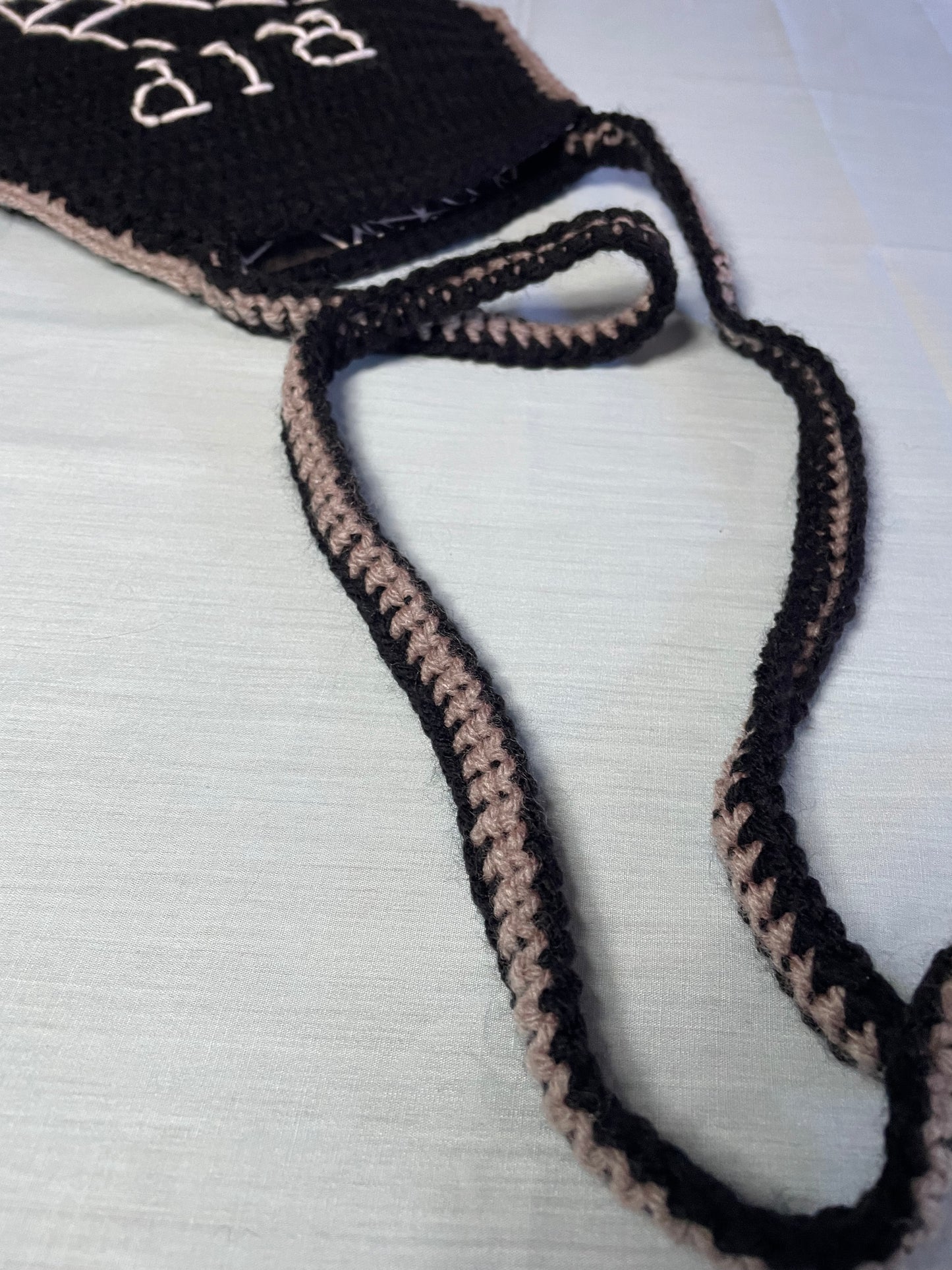 Crochet Coffin Bag, Fabric Lined