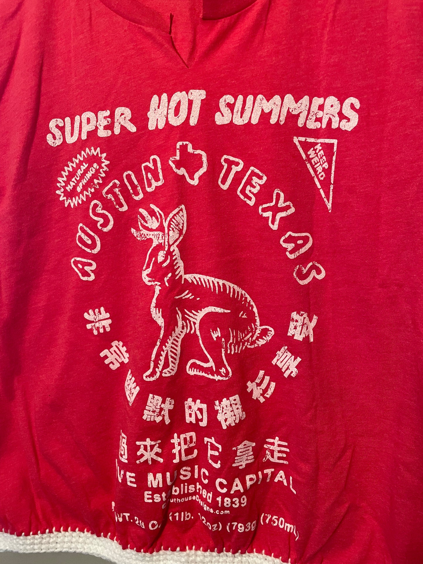 Cryptid Thrifted Upcycled Austin TX Jackalope Crop Tank Size XL