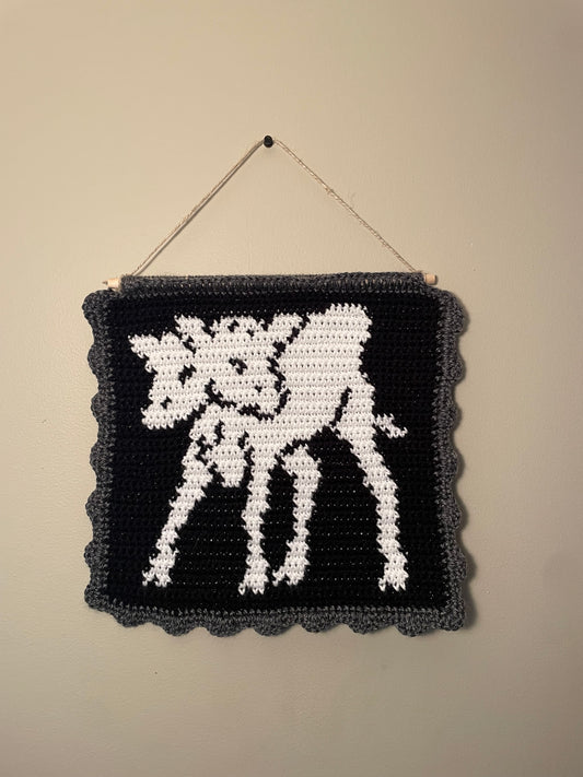Crochet Conjoined Cow Hanging Tapestry