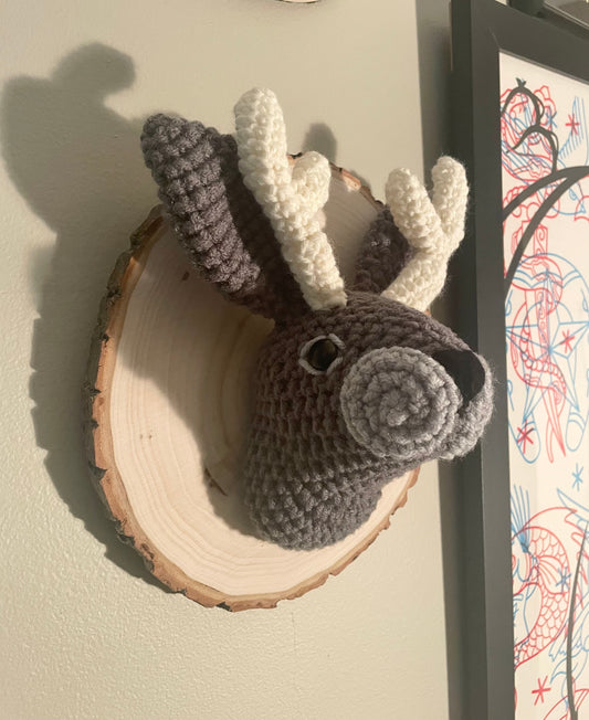 Crochet Mounted Jackalope Wall Hanging