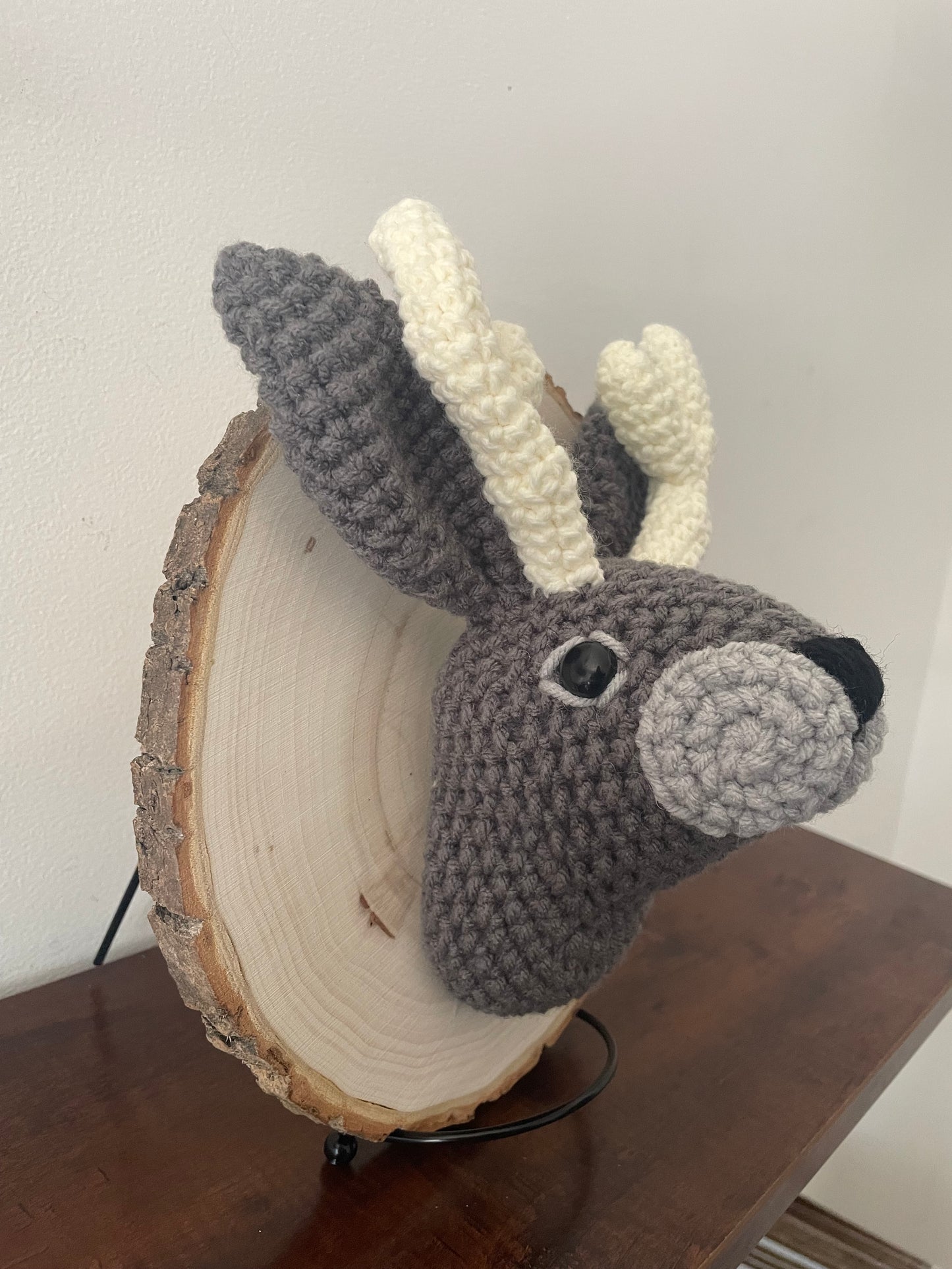Crochet Mounted Jackalope Wall Hanging