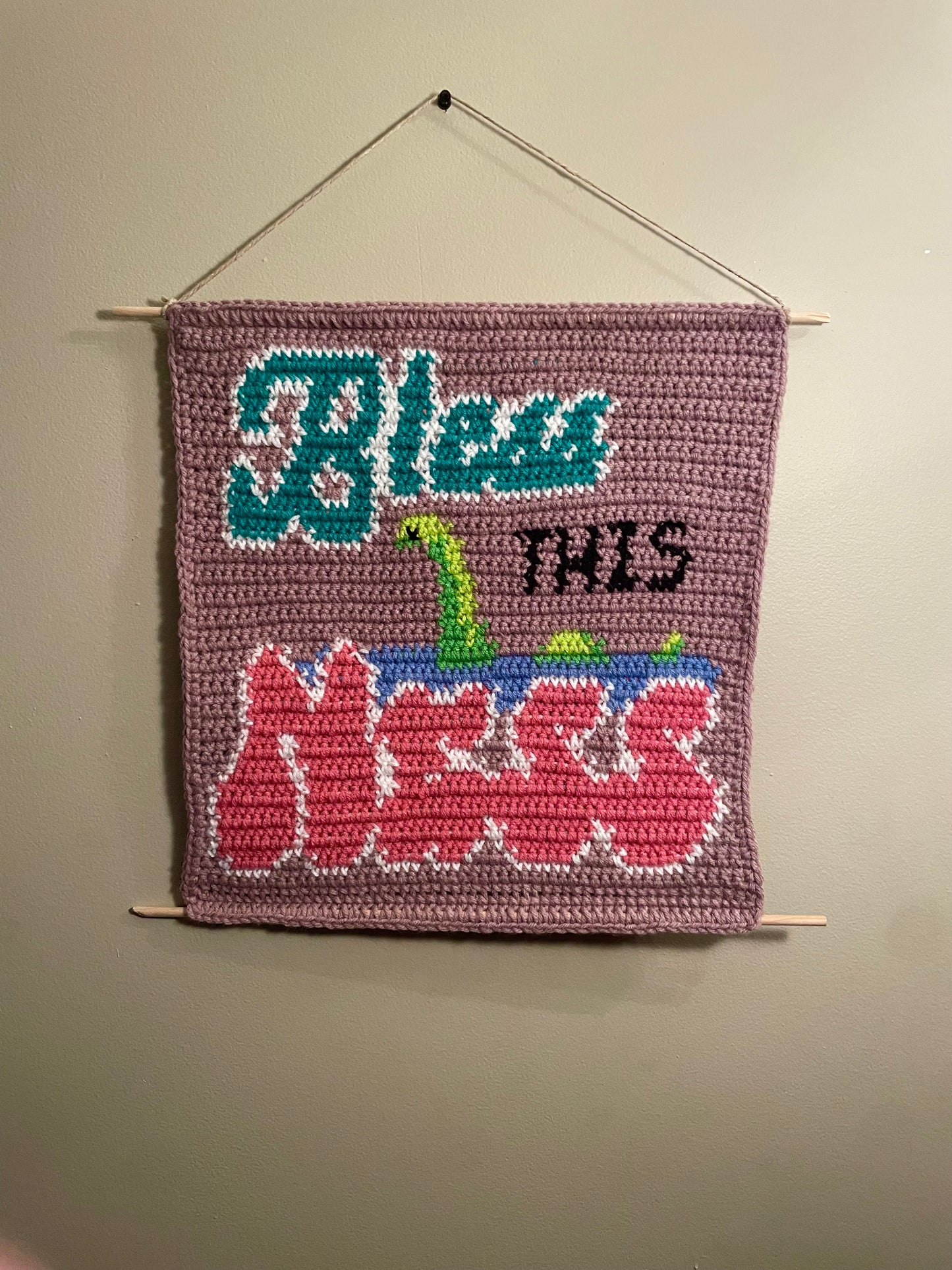 Crochet Bless This Ness Hanging Tapestry