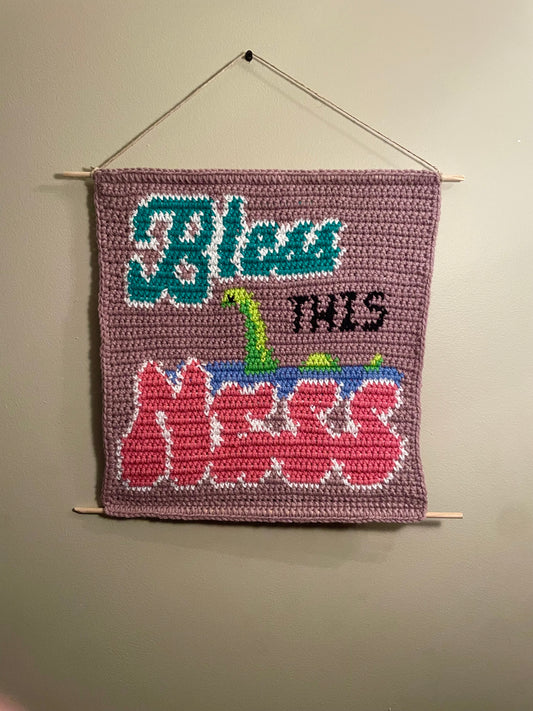 Crochet Bless This Ness Hanging Tapestry