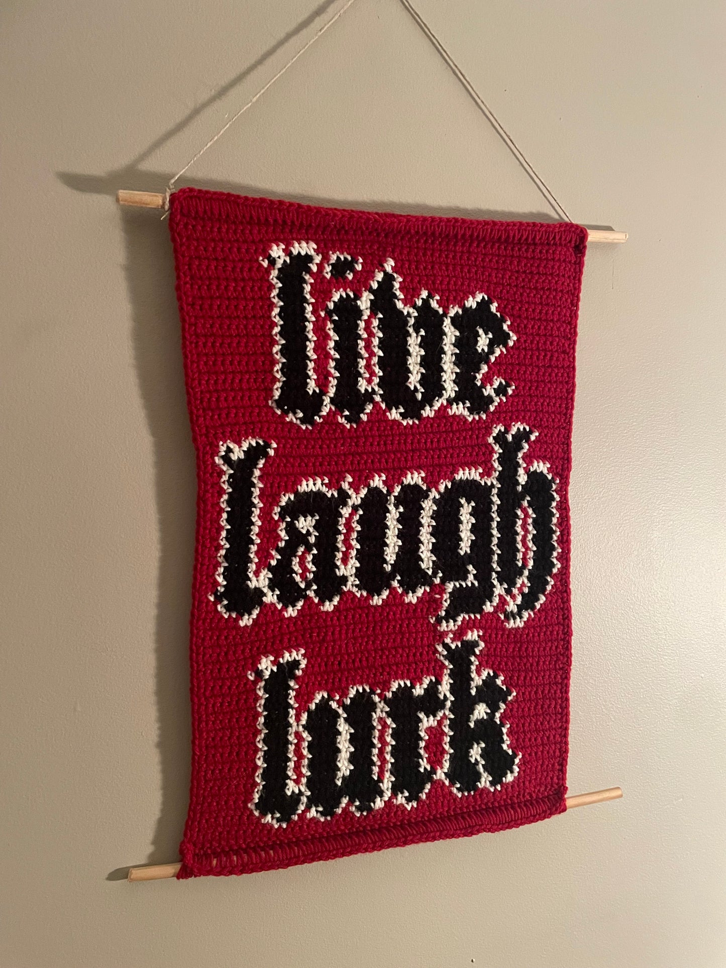 Crochet Live Laugh Lurk Hanging Tapestry