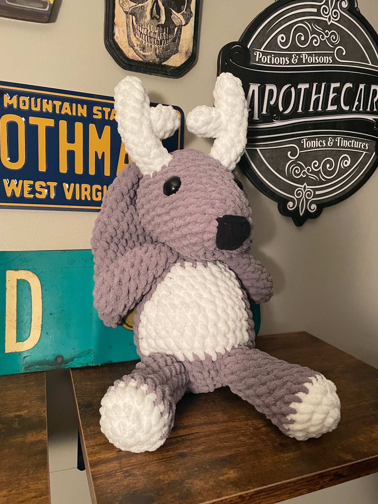 Crochet Big Jackalope Snuggler Plush