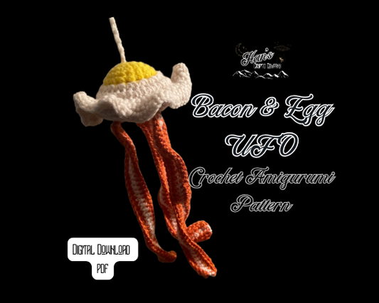 DIGITAL PDF DOWNLOAD* Crochet Pattern Bacon and Egg Ufo Amigurumi Home Decor