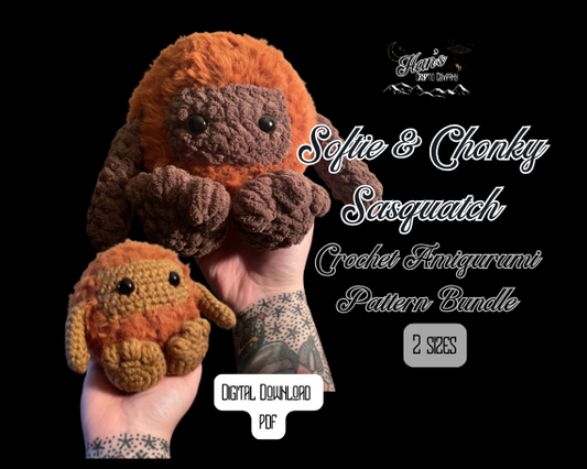 DIGITAL PDF DOWNLOAD* Crochet Pattern Bundle Softie & Chonky Sasquatch Amigurumi Plush