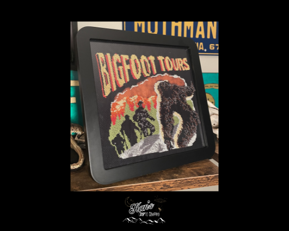 DIGITAL PDF DOWNLOAD* Cross Stitch Pattern Bigfoot Tours Vintage Style