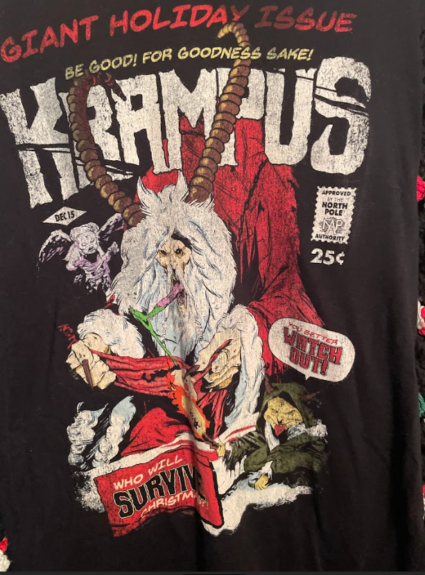 Cryptid Thrifted Upcycled Krampus T-shirt Sweater Size Medium