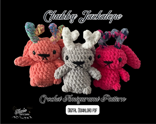 DIGITAL PDF DOWNLOAD* Crochet Pattern Chubby Jackalope Amigurumi Plush