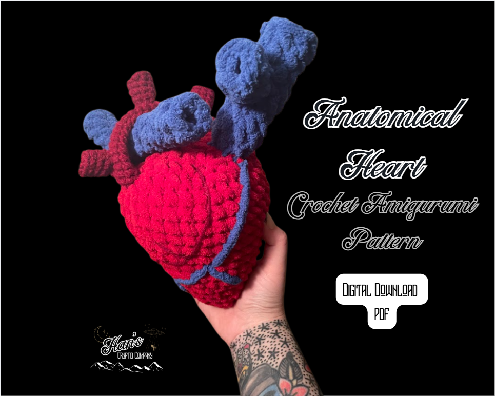 DIGITAL PDF DOWNLOAD* Crochet Pattern Anatomical Heart Amigurumi Plush