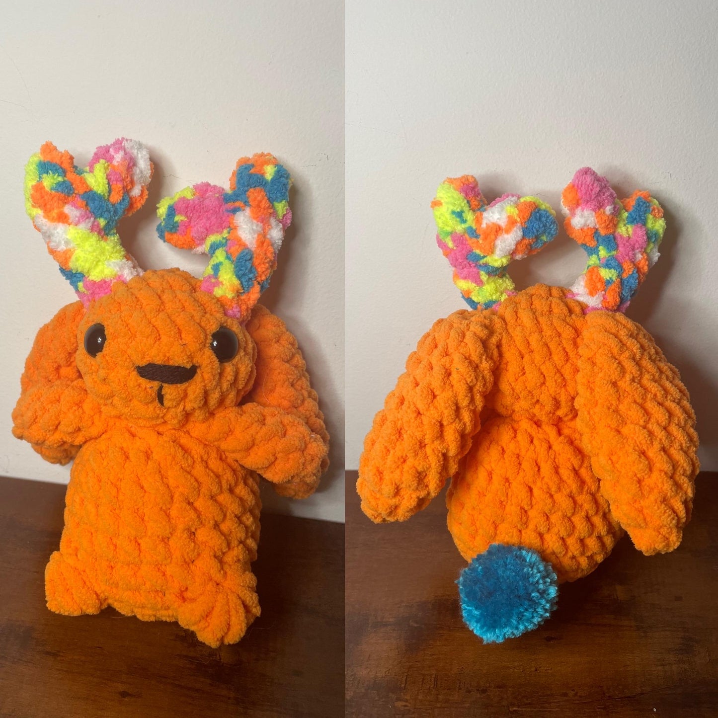 Handmade Crochet Chubby Jackalope in 4 Colors / Cute Cryptid Amigurumi