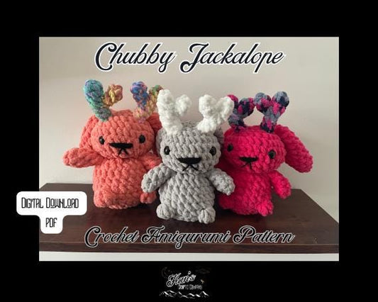DIGITAL PDF DOWNLOAD* Crochet Pattern Chubby Jackalope Amigurumi Plush
