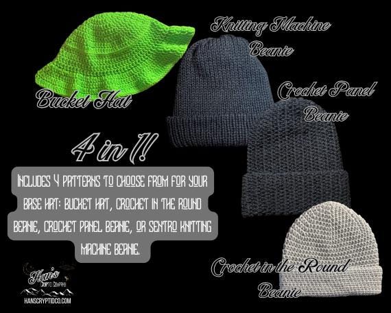 DIGITAL PDF DOWNLOAD* Crochet Pattern 4 in 1 Jackalope Bucket Hat and Beanie