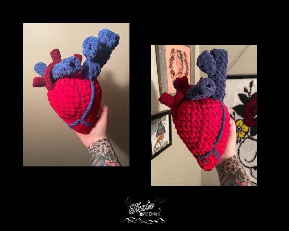 DIGITAL PDF DOWNLOAD* Crochet Pattern Anatomical Heart Amigurumi Plush
