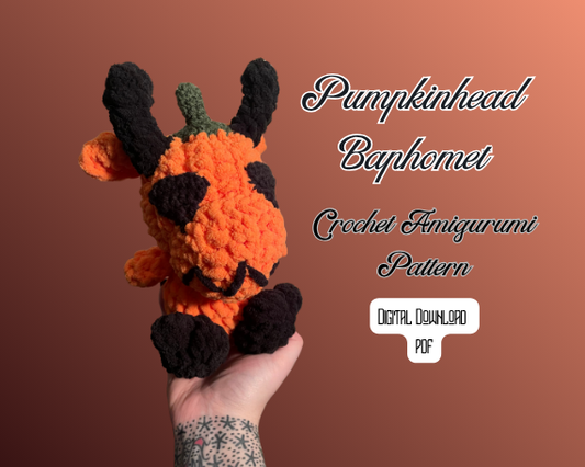 DIGITAL PDF DOWNLOAD* Crochet Pattern Pumpkinhead Baphomet Amigurumi Plush
